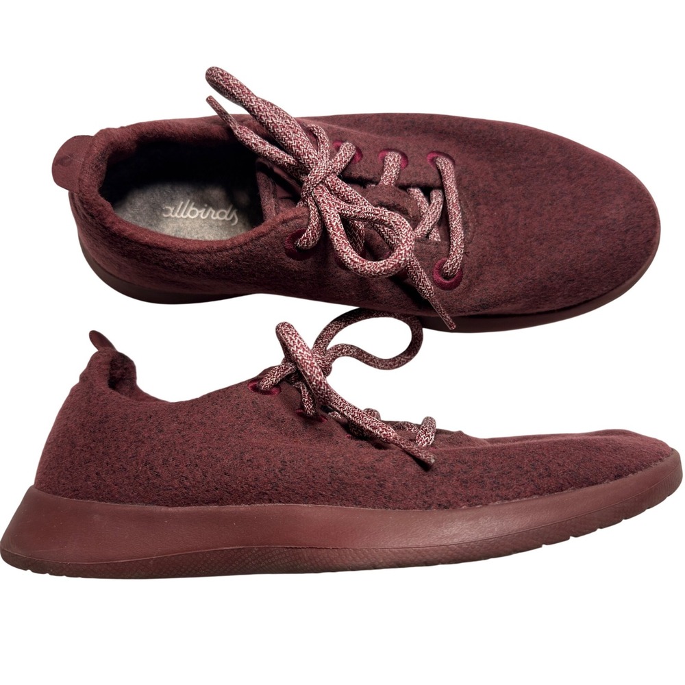 Allbirds Wool Runners Burgundy Maroon Merino Wool Sneakers Womens 8 WR W8